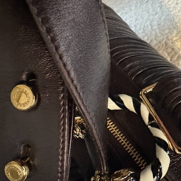 Bvlgari Bronzed Lambskin Leather Plisse Leoni Handbag - Picture 5 of 16